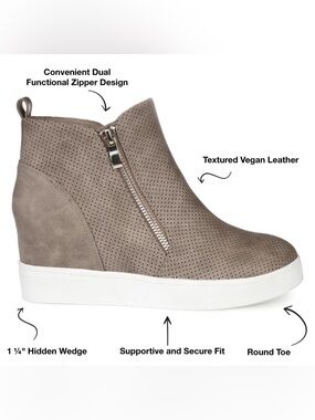 Wedge Sneaker Booties in Taupe - Comfortable Women's Casual Shoes